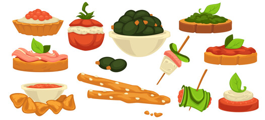 Snacks and appetizers, seaweed and bread canape