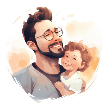 Dad and son, happy father day, AI generated Image