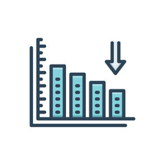 Color illustration icon for decreased