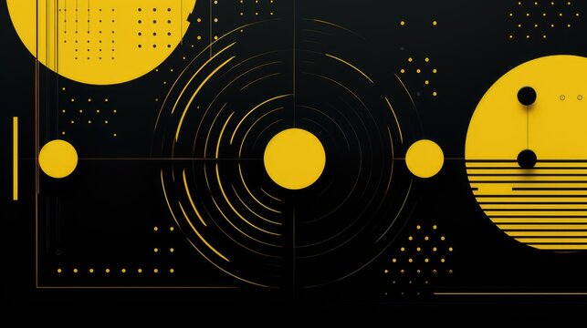 Abstract yellow black geometric background, AI generated Image