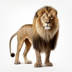 Obraz premium Lion in white background, AI generated Image