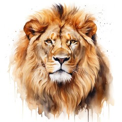 Naklejka premium Lion in white background, AI generated Image