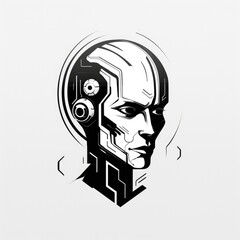 Robot simple illustration logo, AI generated Image
