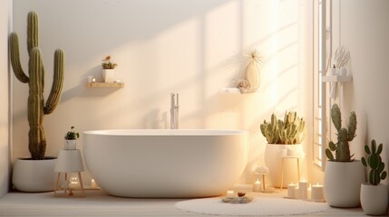 Fototapeta na wymiar Elegant white bathroom, AI generated Image
