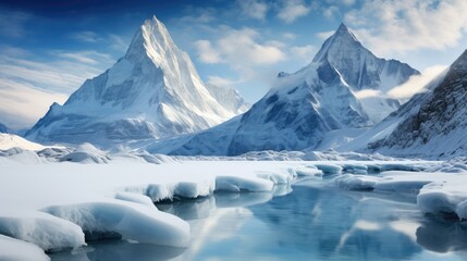 Fototapeta na wymiar Snowy mountain, AI generated Image