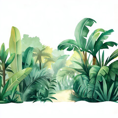 Watercolor style jungle illustration