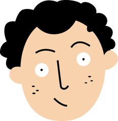 Curious curly haired man character