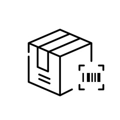 Scanning a parcel to get it delivered. Electronic tracking of shipments using barcodes. Pixel perfect, editable stroke icon