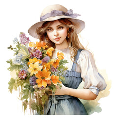 Watercolor Victorian Lady Transparent Background PNG