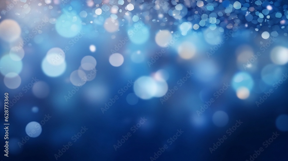 Poster generative ai : abstract blurred soft focus bokeh of bright pastel navy blue and silver color backgr