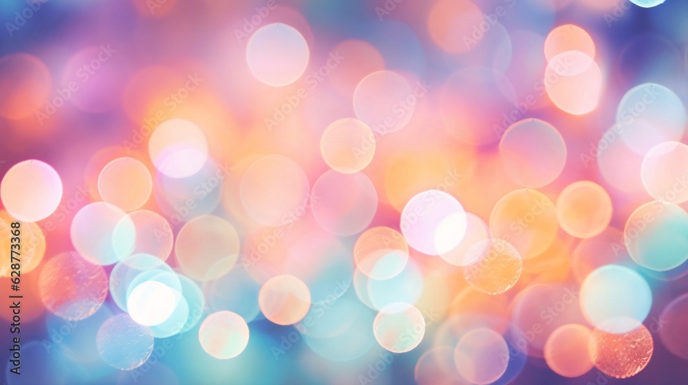 Poster Generative AI : Abstract bokeh lights with soft pastel light background illustration