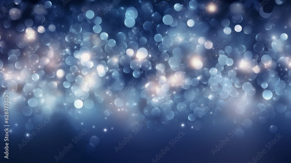 Poster generative ai : abstract blurred soft focus bokeh of bright pastel navy blue and silver color backgr