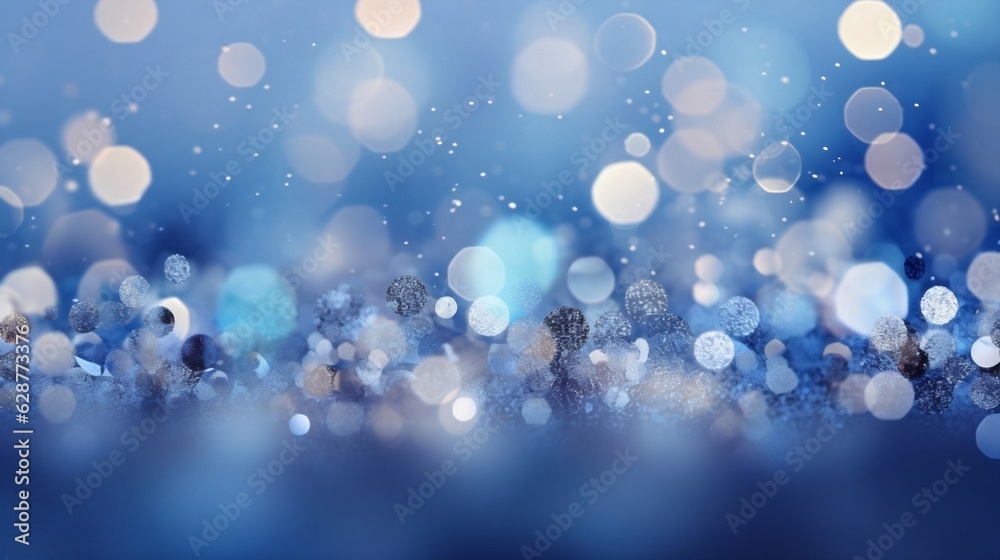 Poster generative ai : abstract blurred soft focus bokeh of bright pastel navy blue and silver color backgr