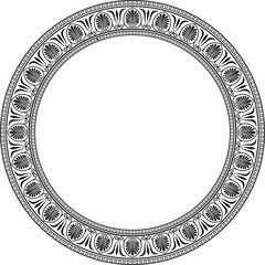 Vector monochrome black round classic greek ornament. European ornament. Border, frame, circle, ring Ancient Greece, Roman Empire..