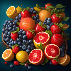 Fototapeta na wymiar fruits and berries Generative ai