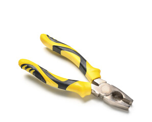 Obraz premium Yellow pliers isolated on white background