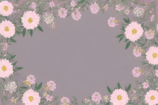 Watercolor spring flowers border Generative AI