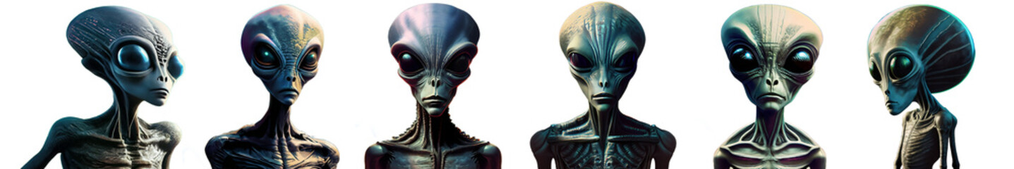 Classic SciFi Alien Set Transparent Background AI Generated 5