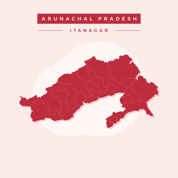 National map of Arunachal Pradesh, Arunachal Pradesh map vector, illustration vector of Arunachal Pradesh Map.