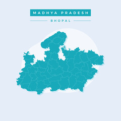 Obraz premium National map of Madhya Pradesh, Madhya Pradesh map vector, illustration vector of Madhya Pradesh Map.
