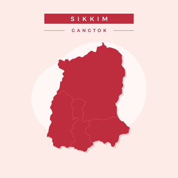 National map of Sikkim, Sikkim map vector, illustration vector of Sikkim Map.