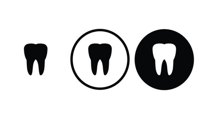 icon tooth black outline for web site design 
and mobile dark mode apps 
Vector illustration on a white background