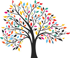 colorful tree wall art decor vector illustration