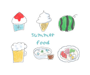 夏の食べ物イラストセット