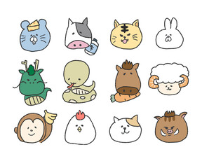 干支の動物イラストセット