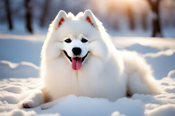 an adorable, cute Samoyed puppy, Generative AI