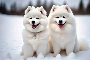 an adorable, cute Samoyed puppy, Generative AI