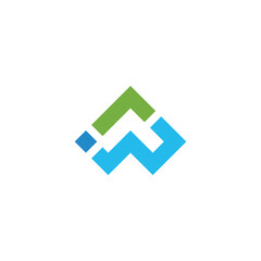Fototapeta na wymiar letter w water green mountain simple logo vector