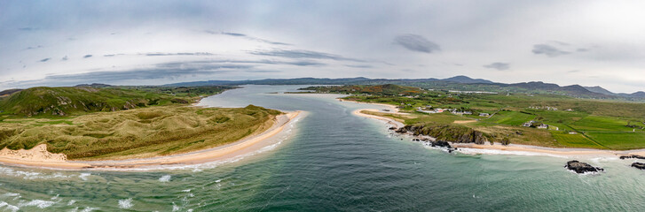 Aerial view of the Five Fingers Strand in County Donegal, Ireland