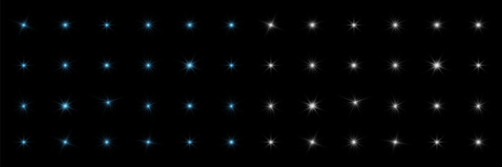 Glowing light explodes on a black background. Shiny magical dust particles. Bright Star. Transparent shining sun, bright flash. Vector sequins.
