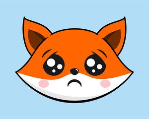 Fox Worried Face Head Kawaii Sticker