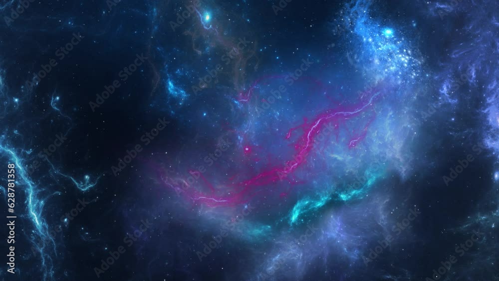 Wall mural 4k video space nebula loop background moving stars space background nebula. clouds star field outer 