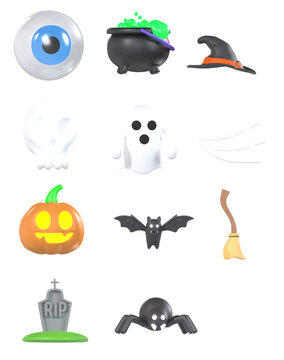 3d render, halloween icon clip art isolated on transparent background. PNG, ai generate.