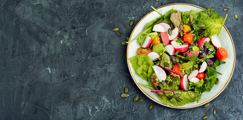 Salad with radish and greens.