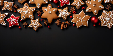 Christmas homemade gingerbread cookies background