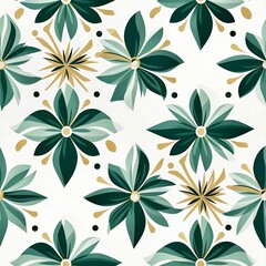 seamless green floral pattern, generative ai