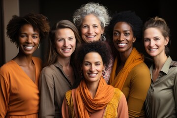 Obraz premium Generative AI - Embracing Diversity: Optimistic and Happy Women Standing in Unity, Celebrating Multicultural Sisterhood
