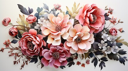 Watercolor flower arrangement collection, floral illustration.
