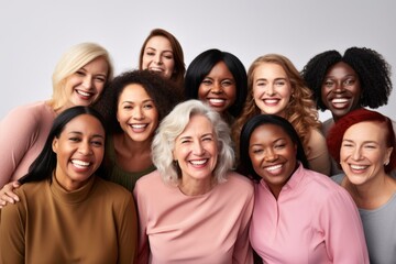 Generative AI - Embracing Diversity: Optimistic and Happy Women Standing in Unity, Celebrating Multicultural Sisterhood