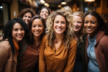 Obraz premium Generative AI - Embracing Diversity: Optimistic and Happy Women Standing in Unity, Celebrating Multicultural Sisterhood