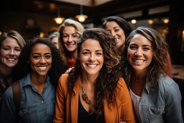 Obraz premium Generative AI - Embracing Diversity: Optimistic and Happy Women Standing in Unity, Celebrating Multicultural Sisterhood