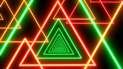 Naklejka premium Abstract background multicolored triangles, neon glow colors.