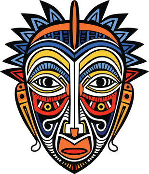 Fototapeta tribal mask vector illustration on isolated background, tribal masks for t-shirt design, sticker and wall art 