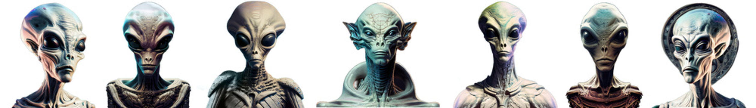 Classic SciFi Alien Set Transparent Background AI Generated 6