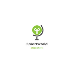 world smart logo, idea world logo design on isolated background
