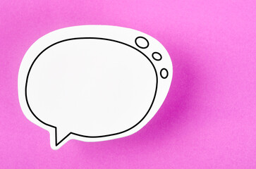 The Speech bubble with copy space communication talking speaking concepts on pink color background.